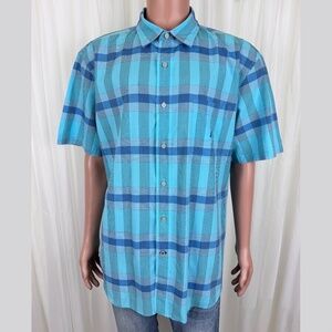 Men's Nautica Classic Fit Plaid Button Up Short Sleeve Shirt Size XL
